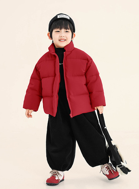 积木城堡男童棉服2025冬装新款儿童加厚红色过年服中小童拜年服