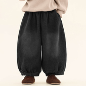 中小童保暖裤 积木城堡 子 新款 儿童灯笼裤 男童牛仔裤 加绒2025冬装