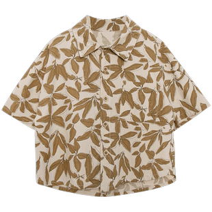 积木城堡 男童衬衫短袖2026夏装新款儿童韩版花衬衣中小童上衣薄