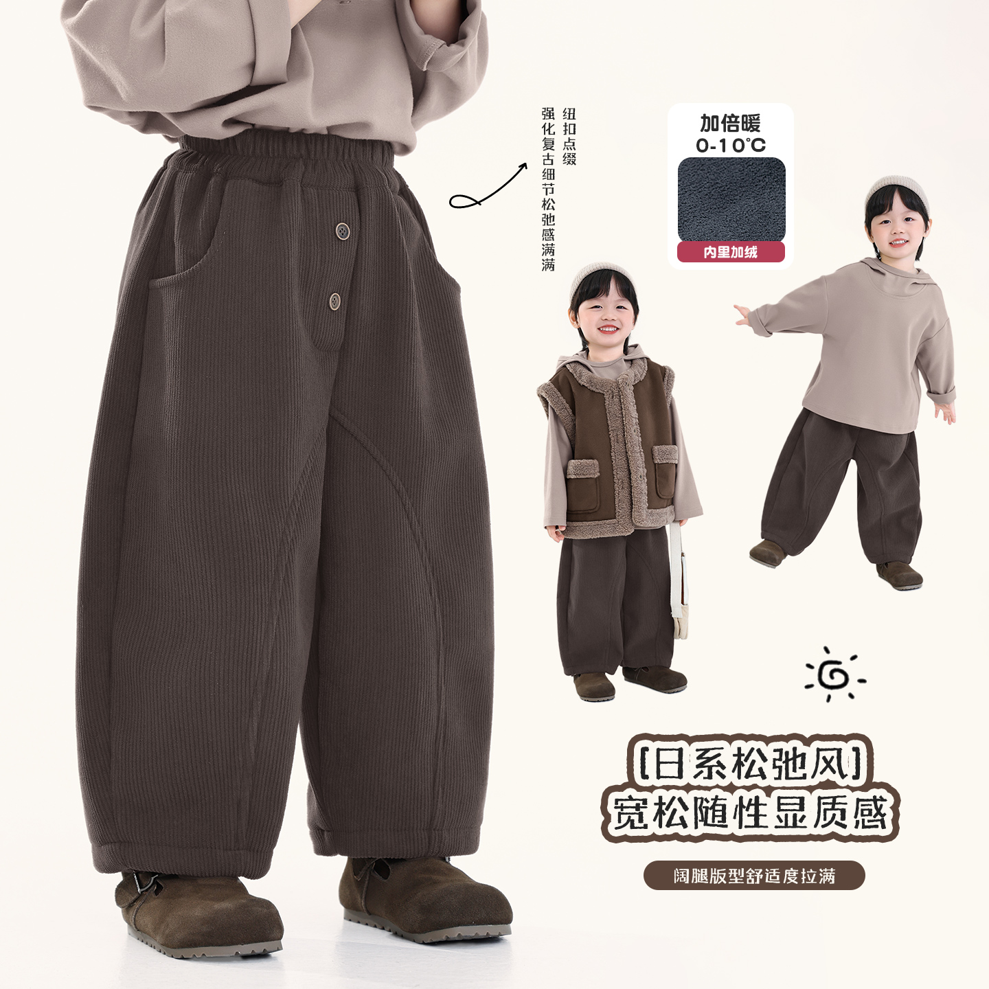 积木城堡男童加绒裤子2025冬装新款儿童灯芯绒裤中小童加厚休闲裤