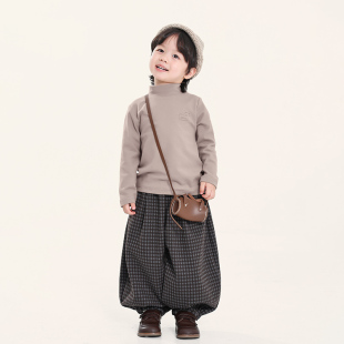 中小童儿童卡通半高领内搭 冬装 积木城堡男童打底衫 秋冬2025新款