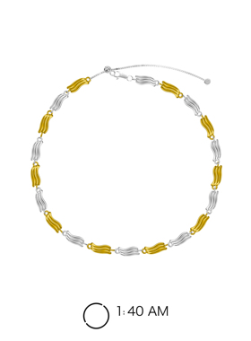 【清仓价】1:40AM 原创金银拼色水波纹高级感金属质感项链锁骨链