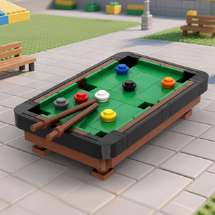 原创迷你积木台球桌MOC拼装 DIY钢琴摆件造型生日礼物男女孩小玩具