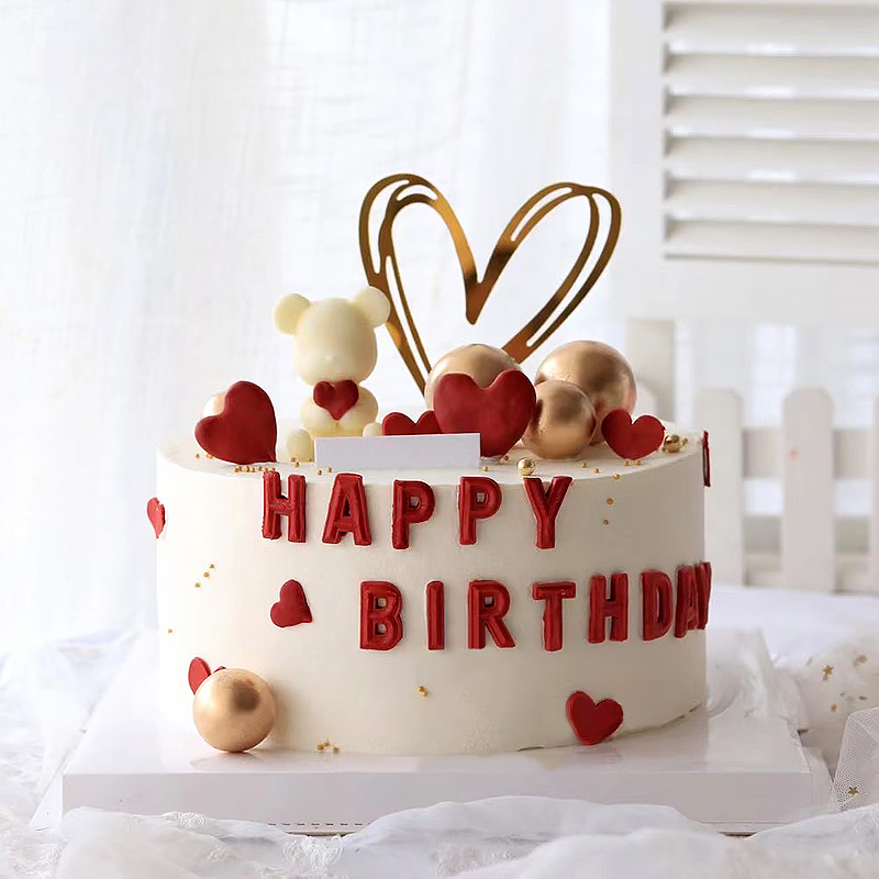 生日蛋糕装饰摆件巧克力小熊硅胶模具爱心love表白蛋糕甜品插件