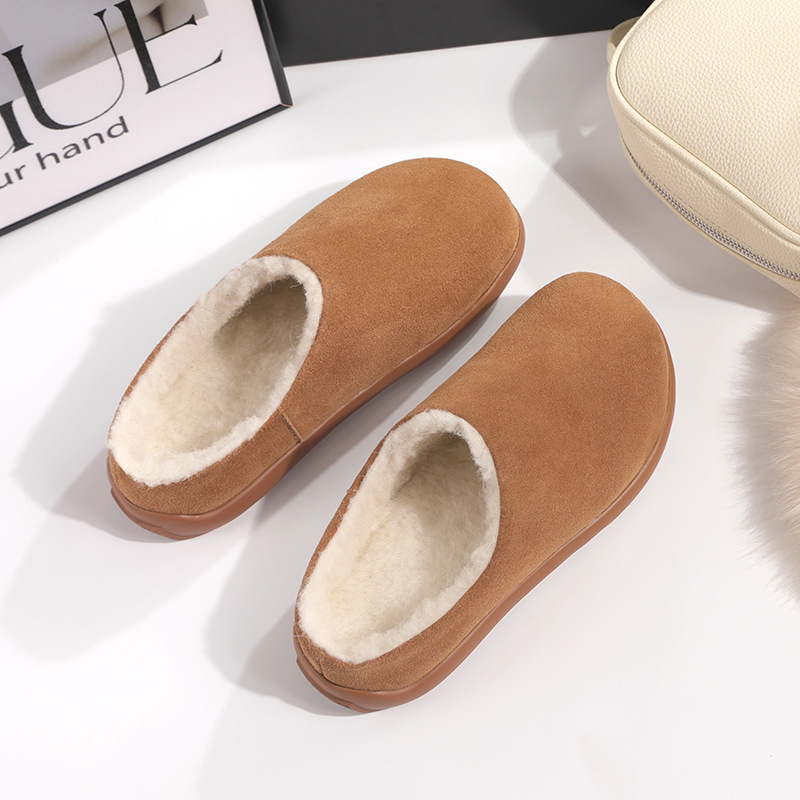 真皮羊毛雪地靴女冬季保暖半拖