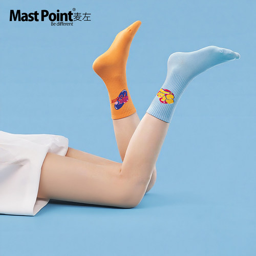 麦左潮牌ins潮中筒袜子女