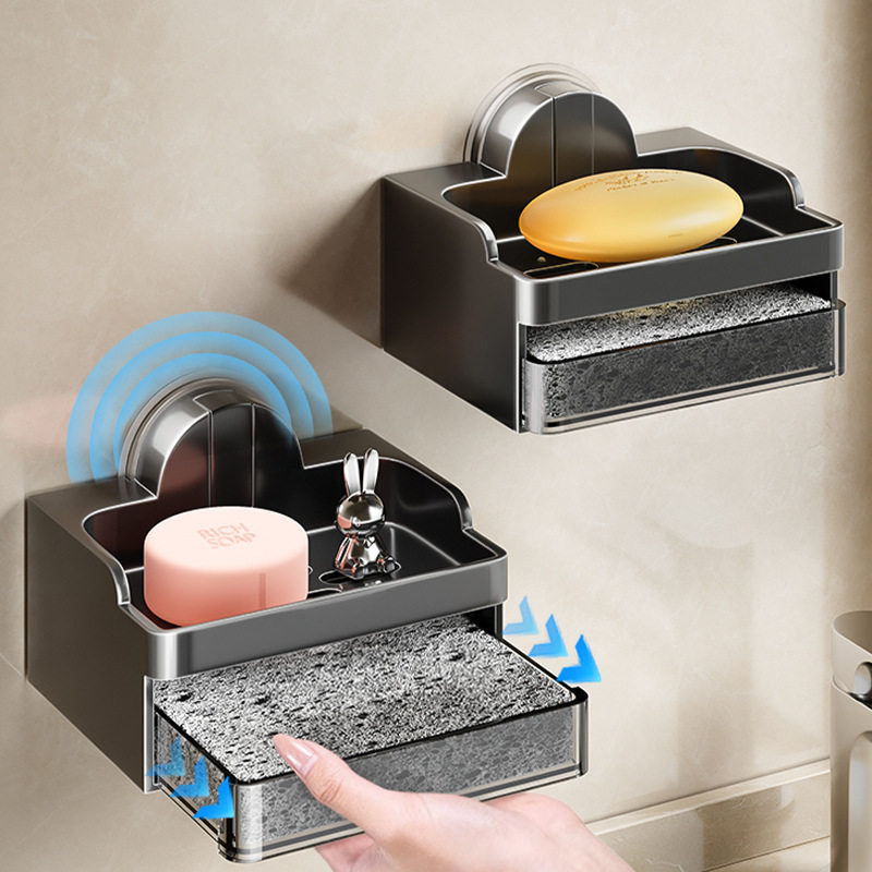 免打孔壁挂肥皂盒沥水置物架