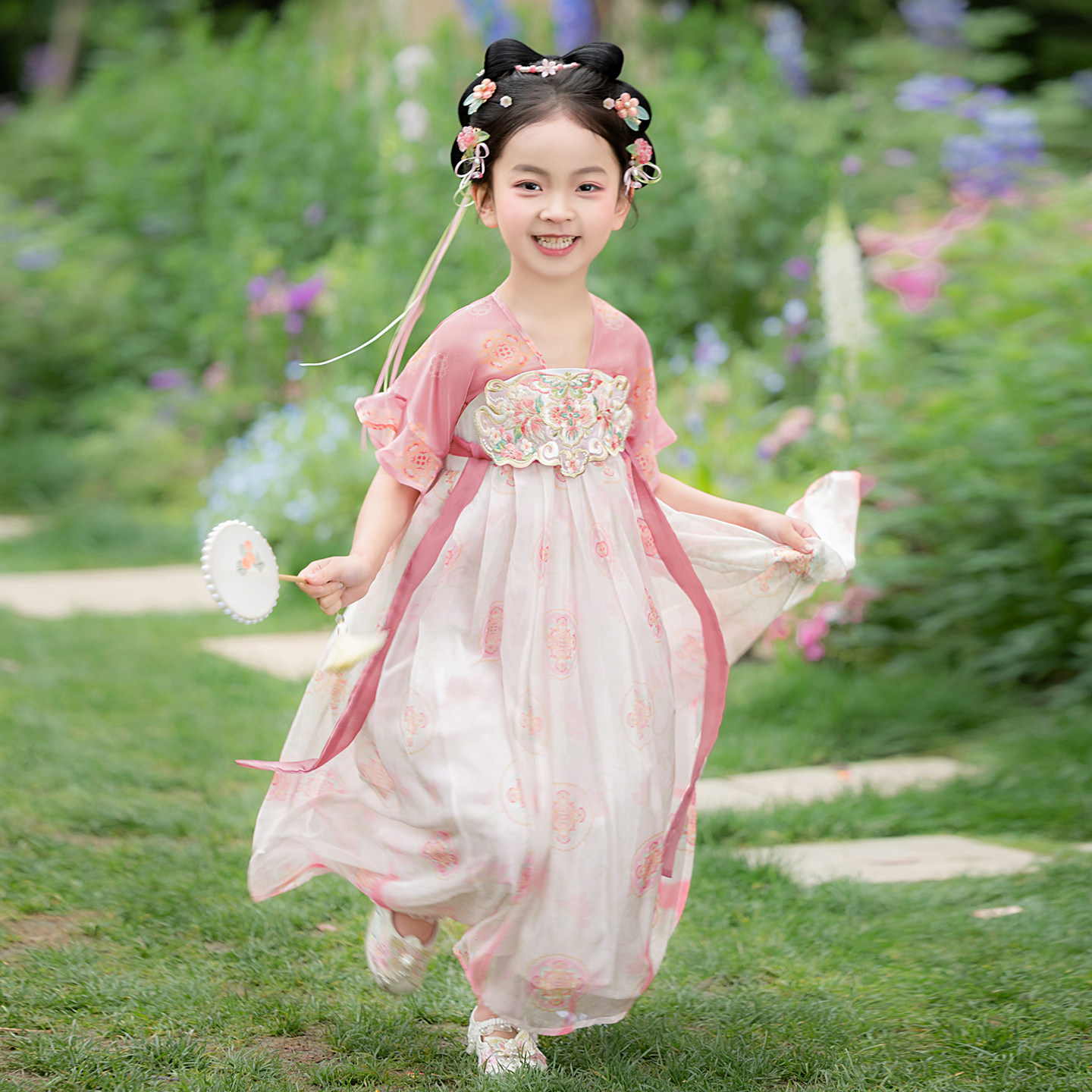 汉服女童2026夏季新款儿童国风超仙唐装襦裙小女孩粉色古装洋装
