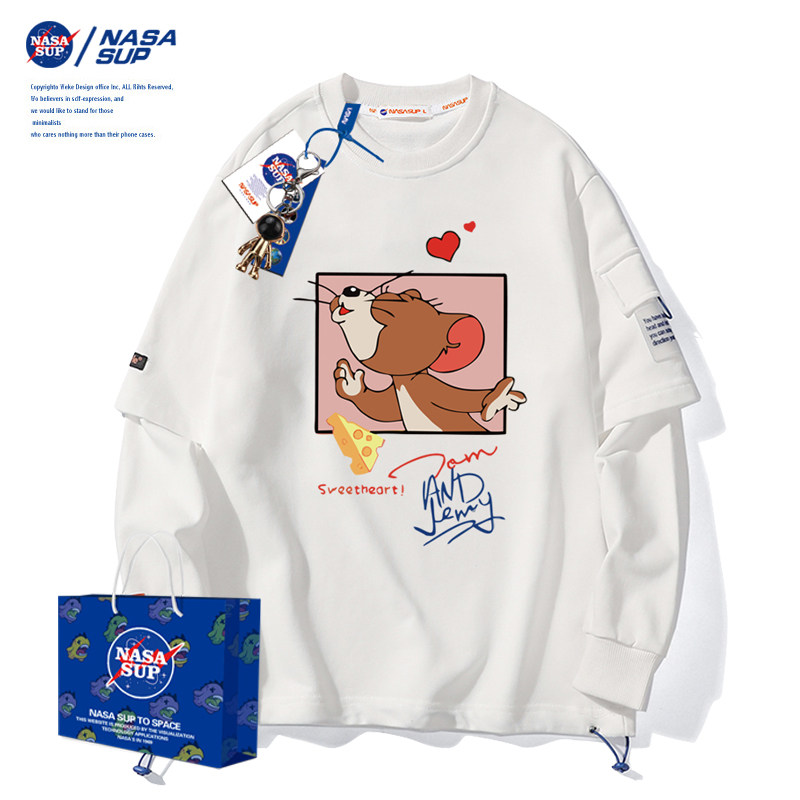 nasa联名猫和老鼠卫衣男士春秋款春季美式高街roora情侣装外套潮
