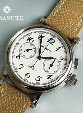 法拉苏蒂复古手表精钢ST19计时机芯搪瓷黑12表盘高级机械表防水