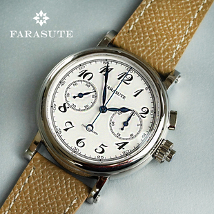 法拉苏蒂复古手表精钢ST19计时机芯搪瓷黑12表盘高级机械表防水