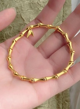 沙金周家传承竹节手链手镯铜镀金三层电镀节节高升女款首饰