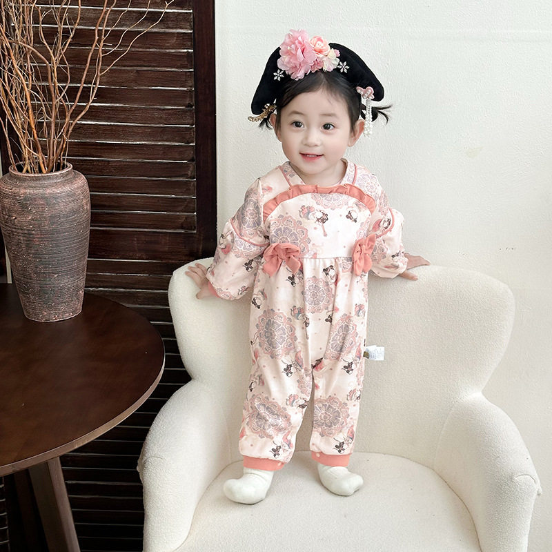婴儿衣服中国风女宝宝衣服汉服婴儿连体衣春秋蝴蝶结新生儿衣服,童装/婴儿装/亲子装,汉服,淘宝优惠券,粉丝福利购,淘宝优惠卷