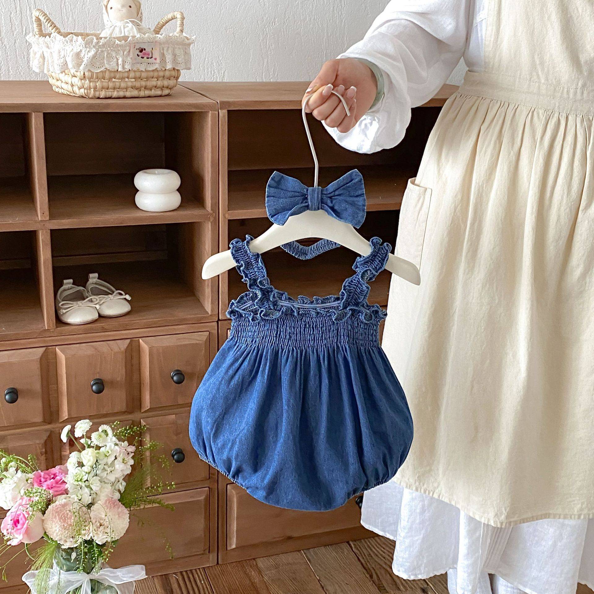2026吊带三角包屁衣韩版牛仔哈衣