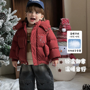 婴幼儿连帽外套90白鸭绒男童冬装羽绒服保暖加厚男宝百搭上衣 a类