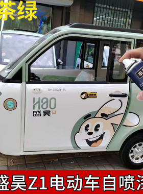 盛昊Z1电动三轮车抹茶绿色车漆自喷漆椰椰紫色划痕修复补漆蜜桃粉