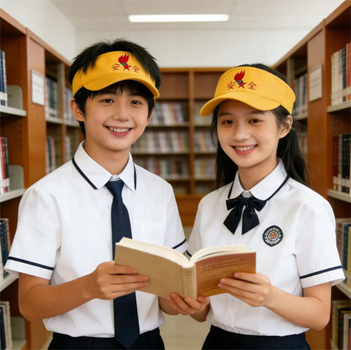 夏季学生安全小黄帽遮阳防晒空顶帽子暑期出游上下学小学生帽子
