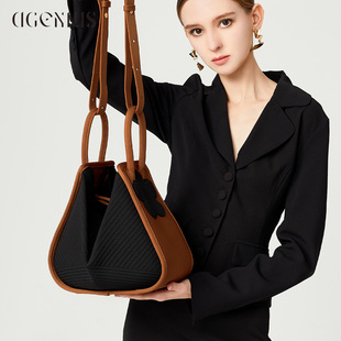 编织斜挎包小众设计手拎包 时尚 DGENIUS原创单肩包包女式 2025新款