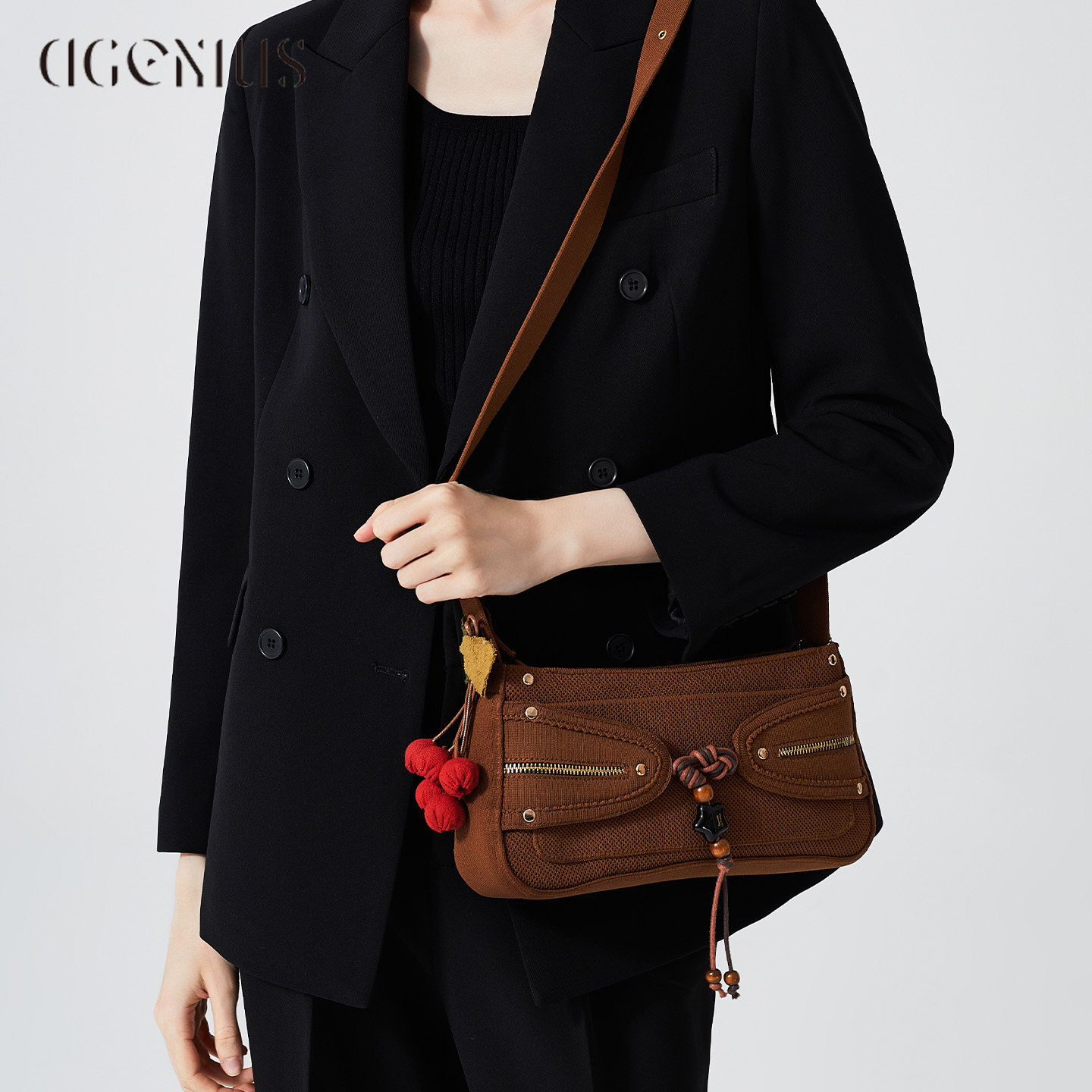 DGENIUS原创高级感斜挎女包百搭小方包轻奢小众编织包通勤单肩包,箱包皮具/热销女包/男包,单肩包,淘宝优惠券,粉丝福利购,淘宝优惠卷