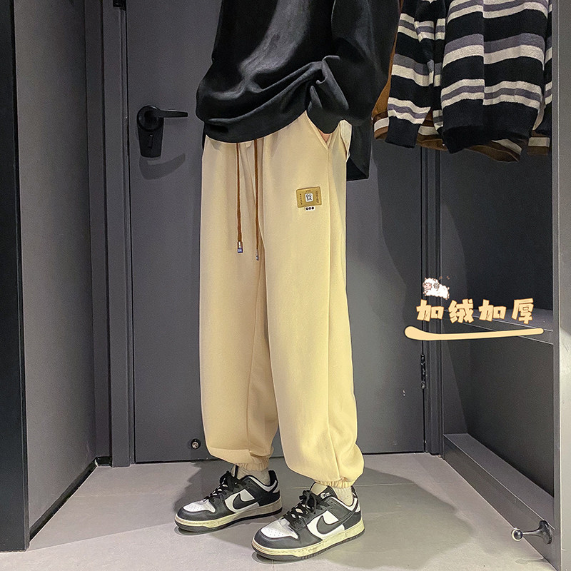 XZ409-1-K619-P65加绒加厚束脚运动裤宽松休闲裤（控85）,男装休闲裤,星座1514