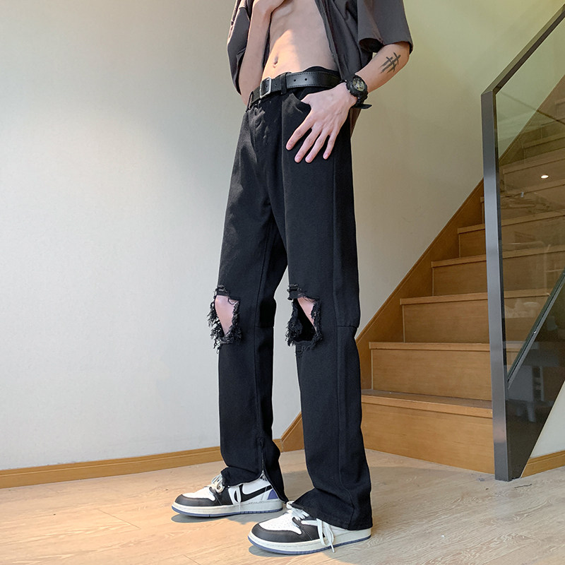 XZ409-1-K634-P55春夏新款膝盖破洞小脚修身牛仔裤男（控68）,男装牛仔裤,星座1514