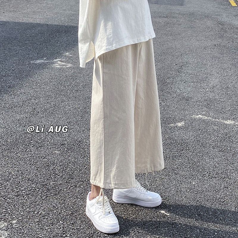 XZ409-1-K410-P40夏季垂感亚麻裤宽松阔腿裤棉麻九分休闲裤-控55,男装休闲裤,星座1514
