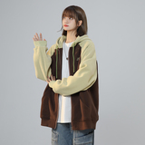 XZ409-1-Y03-P70秋季复古插肩袖卫衣开衫连帽宽松外套女（控88），男装卫衣，星座1514