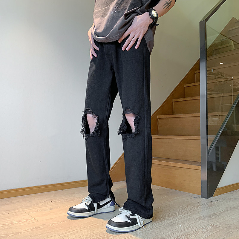 XZ409-1-K634-P55春夏新款膝盖破洞小脚修身牛仔裤男（控68）,男装牛仔裤,星座1514