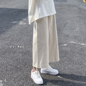 XZ409-1-K410-P40夏季垂感亚麻裤 宽松阔腿裤棉麻九分休闲裤-控55图片
