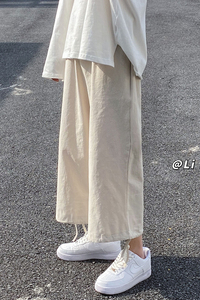 XZ409-1-K410-P40夏季垂感亚麻裤 宽松阔腿裤棉麻九分休闲裤-控55图片