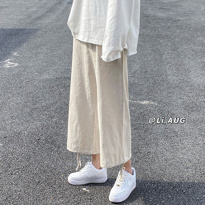 XZ409-1-K410-P40夏季垂感亚麻裤宽松阔腿裤棉麻九分休闲裤-控55,男装休闲裤,星座1514