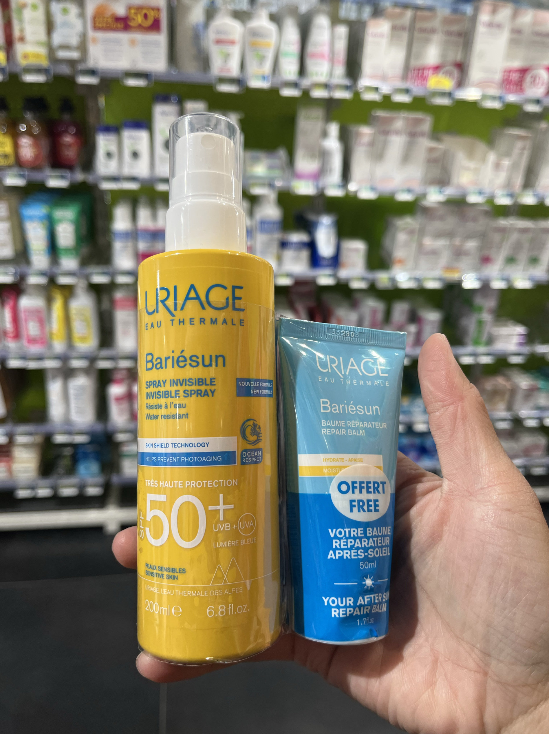 法国本土版Uriage依泉防晒喷雾乳液spf50面部身体200ml