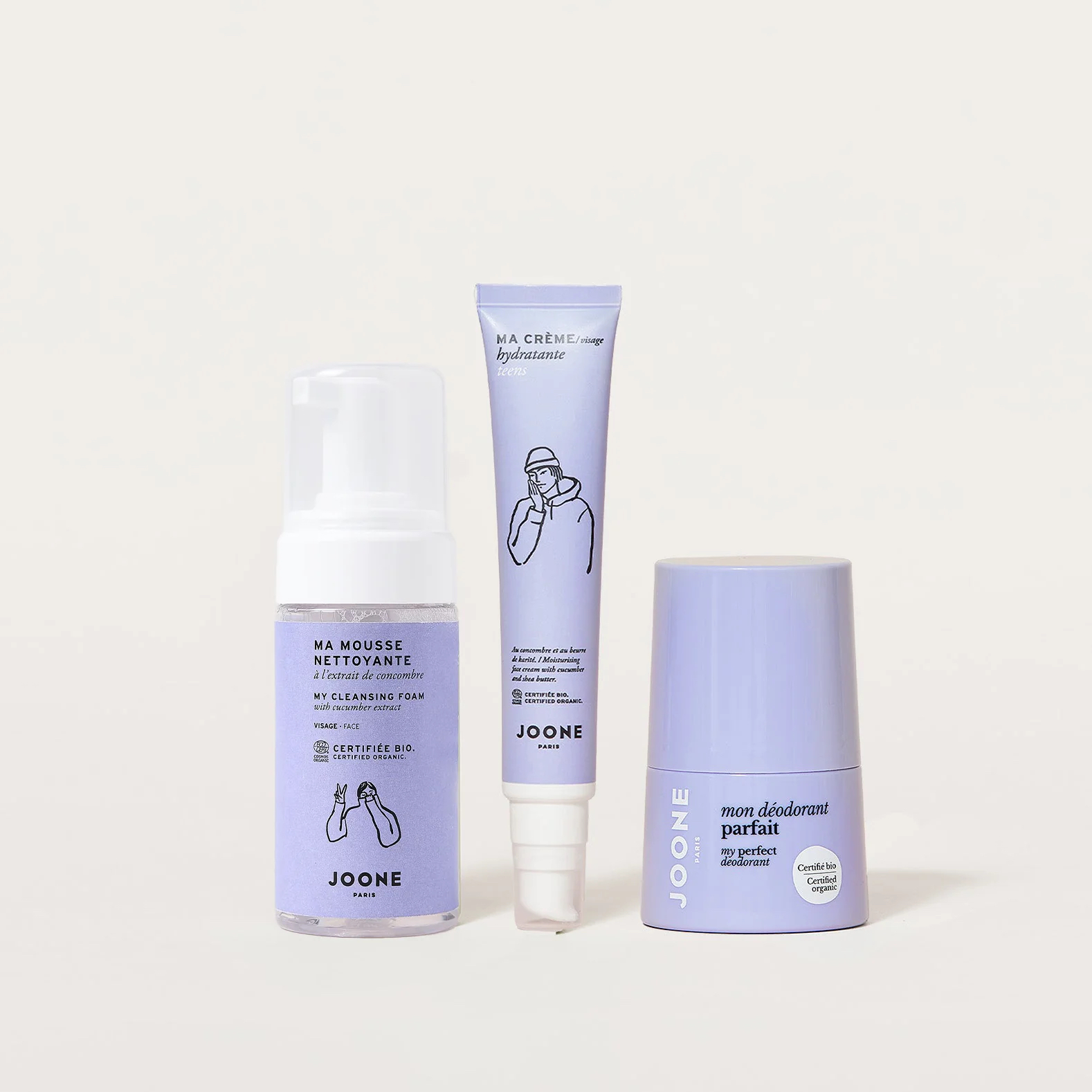 法国版Joone青少年洗面奶 面霜止汗露套装清洁保湿 清爽