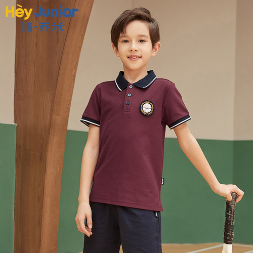 森马集团HeyJunior校服夏季休闲装运动上衣T恤男女儿童polo衫短袖