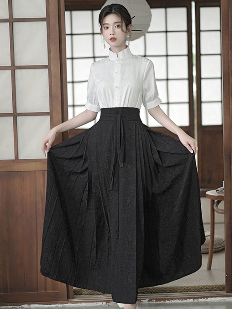 THE NEW CHINESE HANFU WOMENS SUMMER CHINESE STYLE TOP IS IMPROVED AND THE CHEONGSAM CAN BE WORN DAILY A NATIONAL STYLE HORSE FACE SKIRT WOMENS SUIT