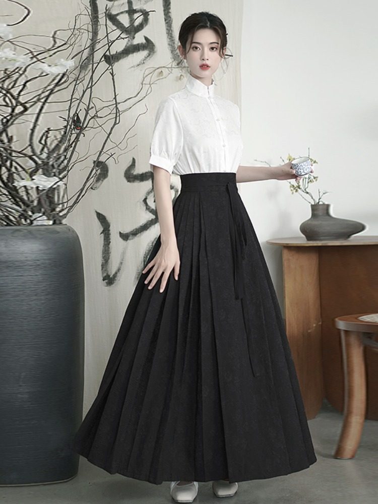 THE NEW CHINESE HANFU WOMENS SUMMER CHINESE STYLE TOP IS IMPROVED AND THE CHEONGSAM CAN BE WORN DAILY A NATIONAL STYLE HORSE FACE SKIRT WOMENS SUIT