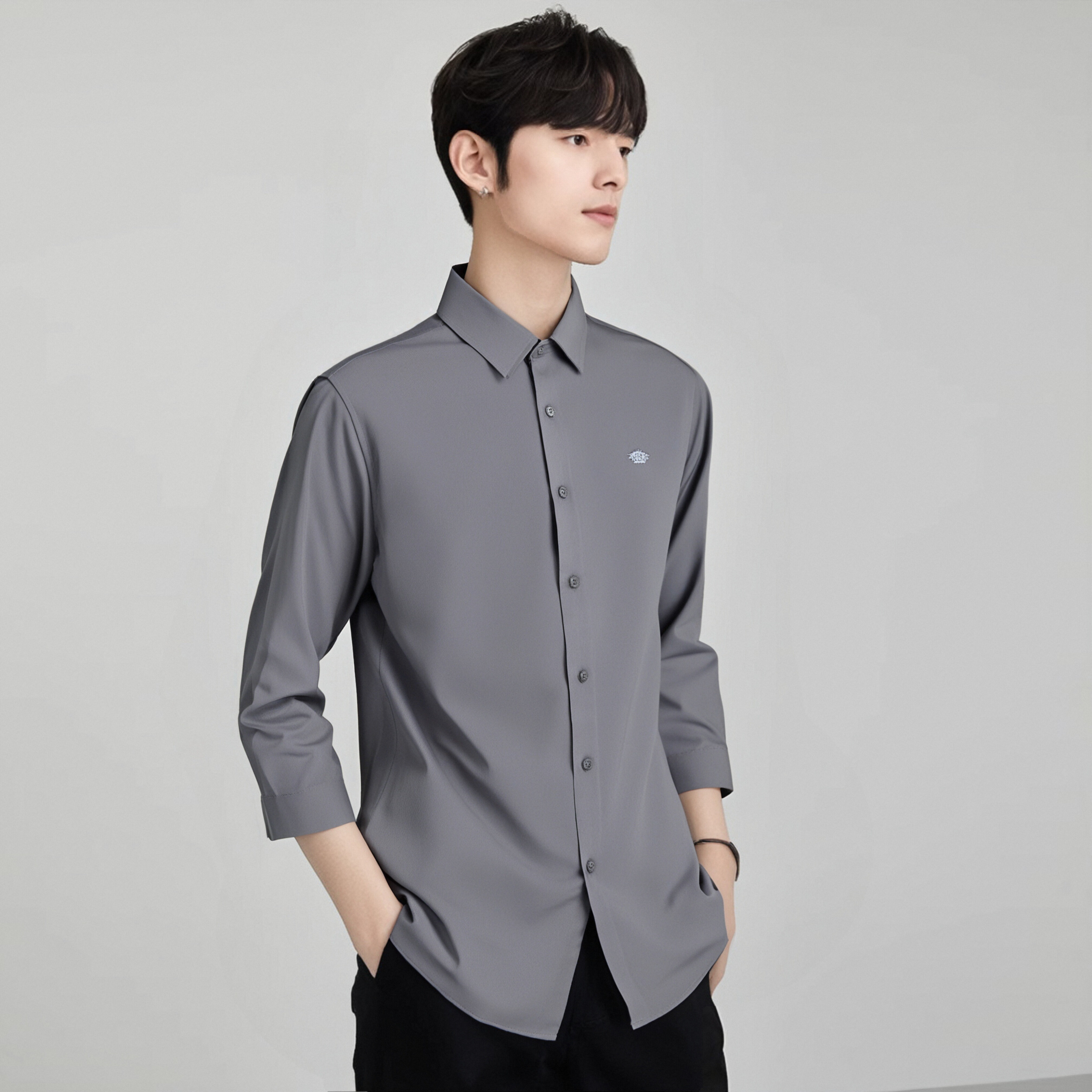 YPUT男装 7分袖衬衫商务休闲衬衣潮YHG103040C