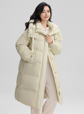 YPUT中长款羽绒服女时尚立领连帽纯色休闲羽绒外套YHG411241G