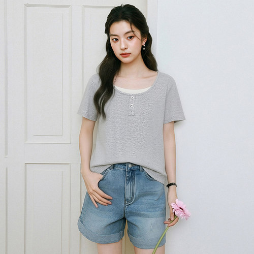 女士假两件短T恤YHH244099C - 封面