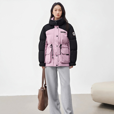 女士时尚休闲连帽收腰羽绒服YHG411464G