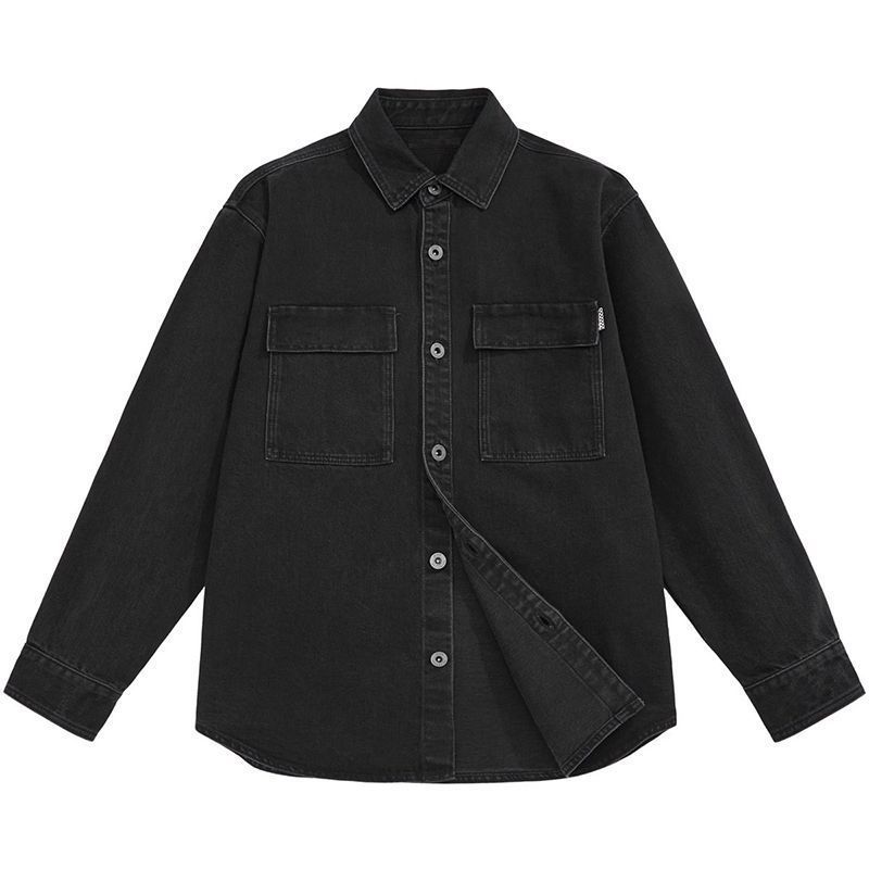 YPUT男装春长袖衬衫字母印花休闲牛仔衬衣外套潮流衬衫YHG203037E