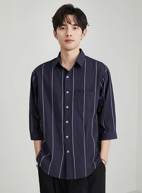 男装经典条纹时尚商务休闲长袖衬衫 YHG103072A