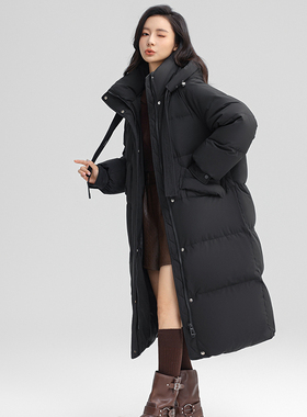 中长款过膝羽绒服女连帽抗寒保暖外套YHG411251G