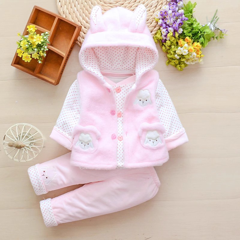 0一1岁半女g宝宝冬装三件套装公主童秋装外穿洋气婴儿薄棉衣服冬