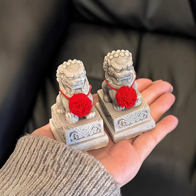 小狮子桌面摆件水泥树脂饰