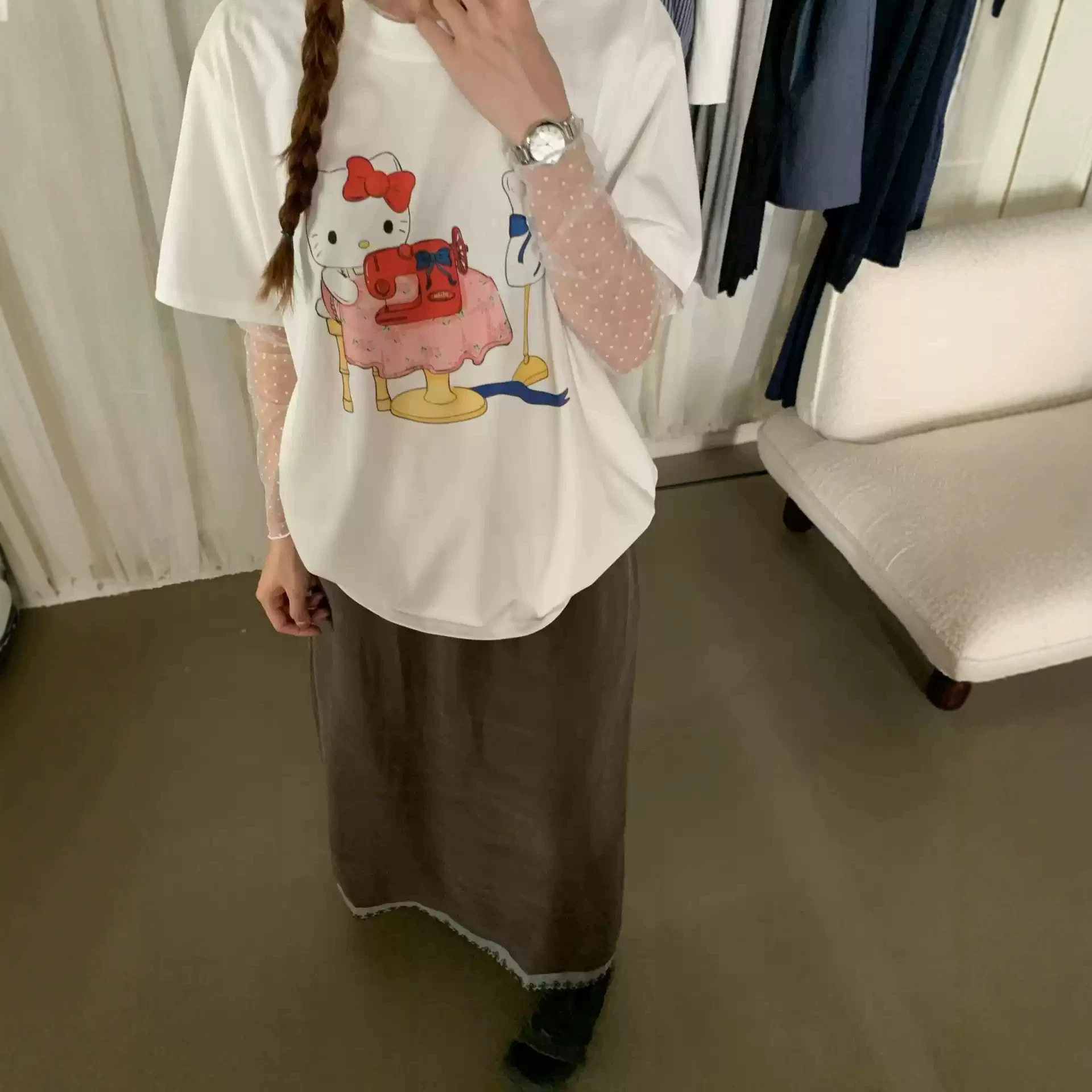 韩系趣味卡通印花短袖t恤女夏2026新款中性风宽松慵懒松弛感上衣图片