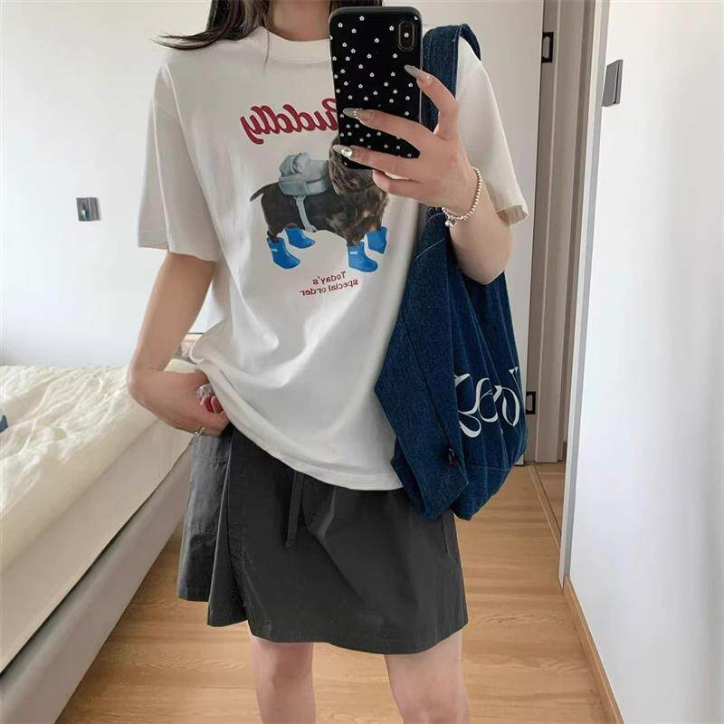 白色t恤女2026新款爆款夏季纯棉宽松显瘦短袖今年流行漂亮上衣