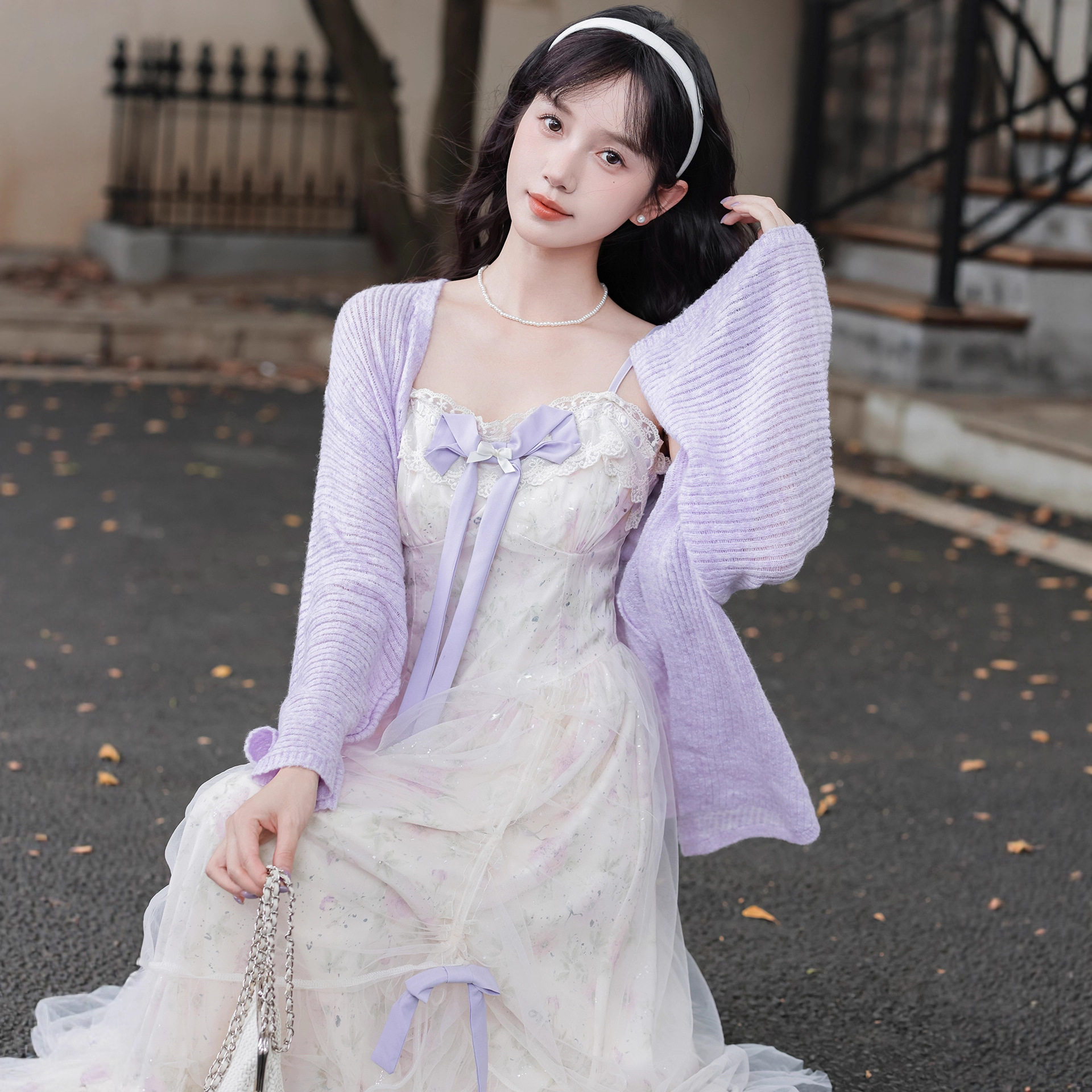 法式甜美超仙碎花吊带连衣裙防晒开衫两件套设计感网纱拼接套装