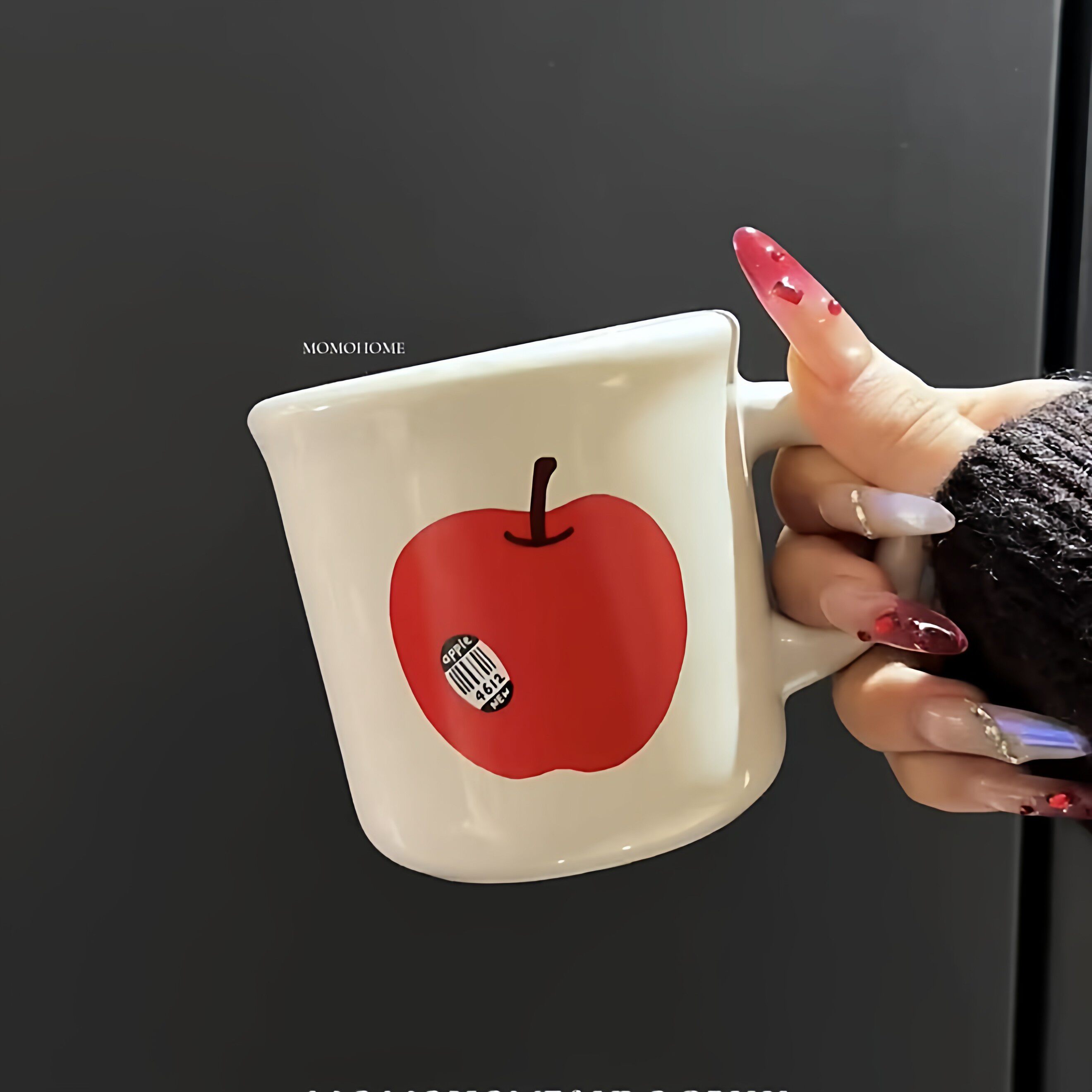 办公室喝水杯可爱苹果马克杯陶瓷咖啡杯卡通高颜值家用早餐牛奶杯