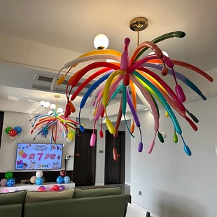 包厢生日布置多巴胺烟花气球生日派对包间居家氛围感布置创意拍照